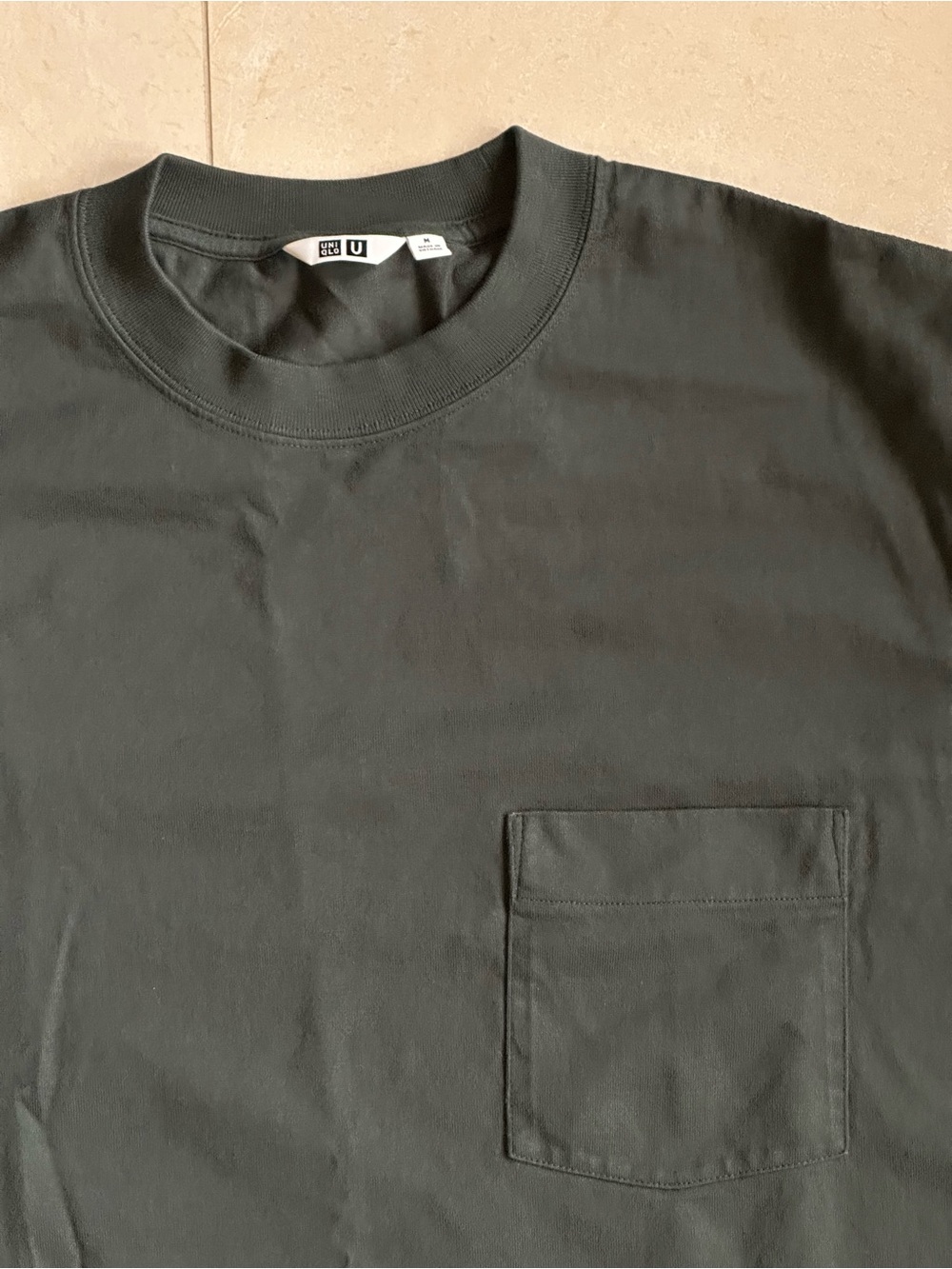 Uniqlo U Men's Long Sleeve T-Shirt w/ pocket— Dark Olive